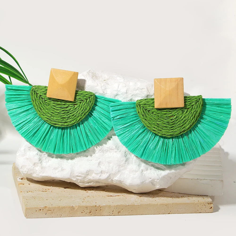 Raffia Fan Drop Earrings