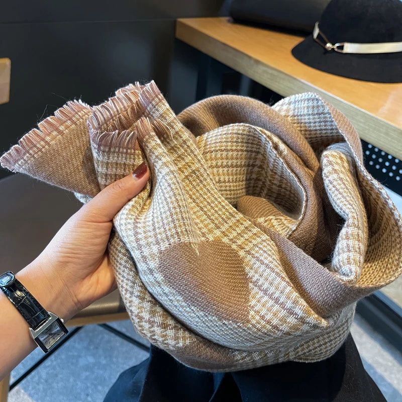 Double-Sided Heart Plaid Scarf