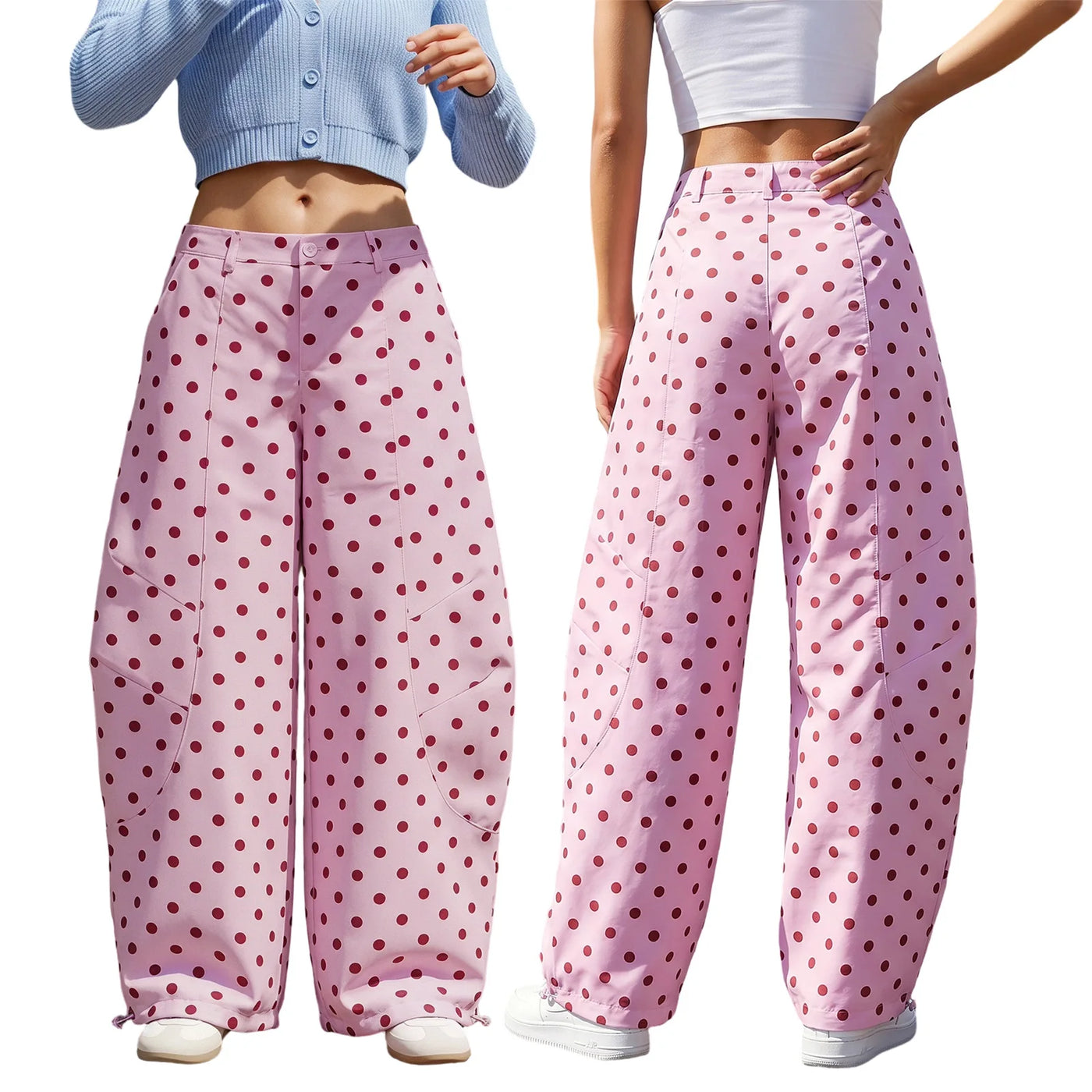 Dotted Barrel-Leg Denim Jeans
