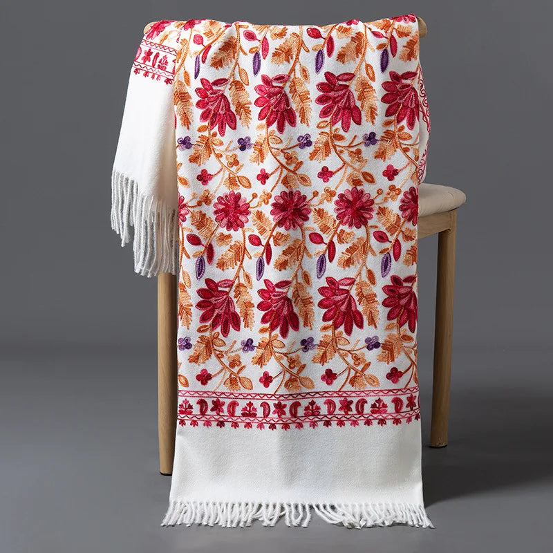 Embroidered Cashmere Blend Shawl