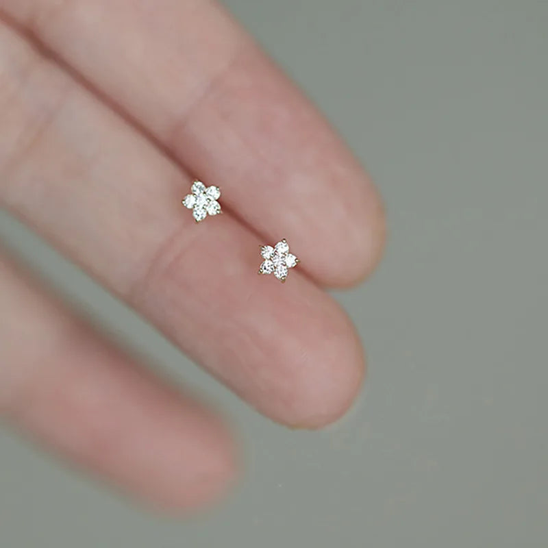 Shiny Zircon Square Studs