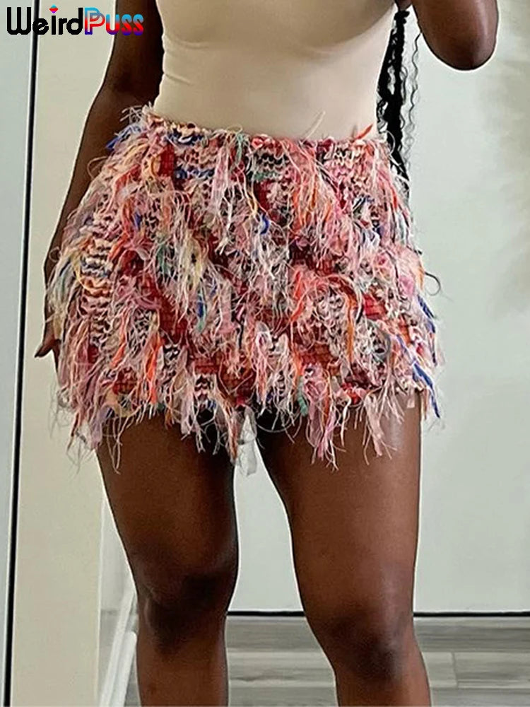 Colorful Tassel Knit Skirt