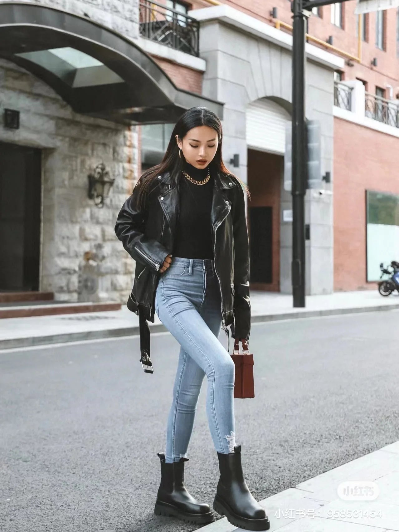 Black PU Motorcycle Jacket