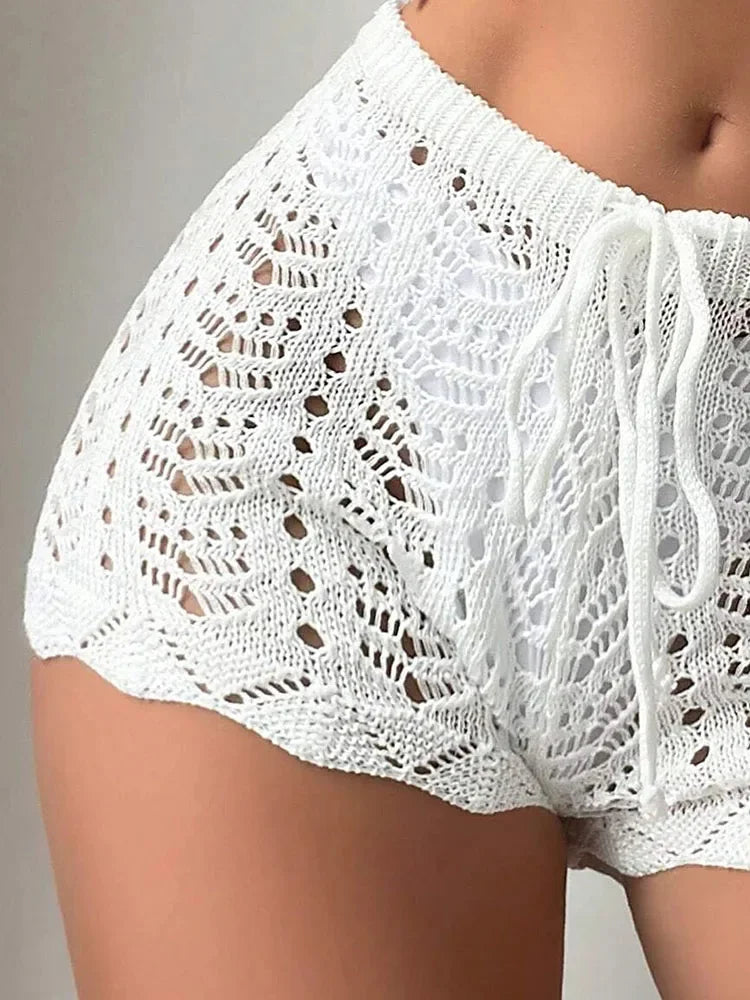 Drawstring Knit Beach Shorts