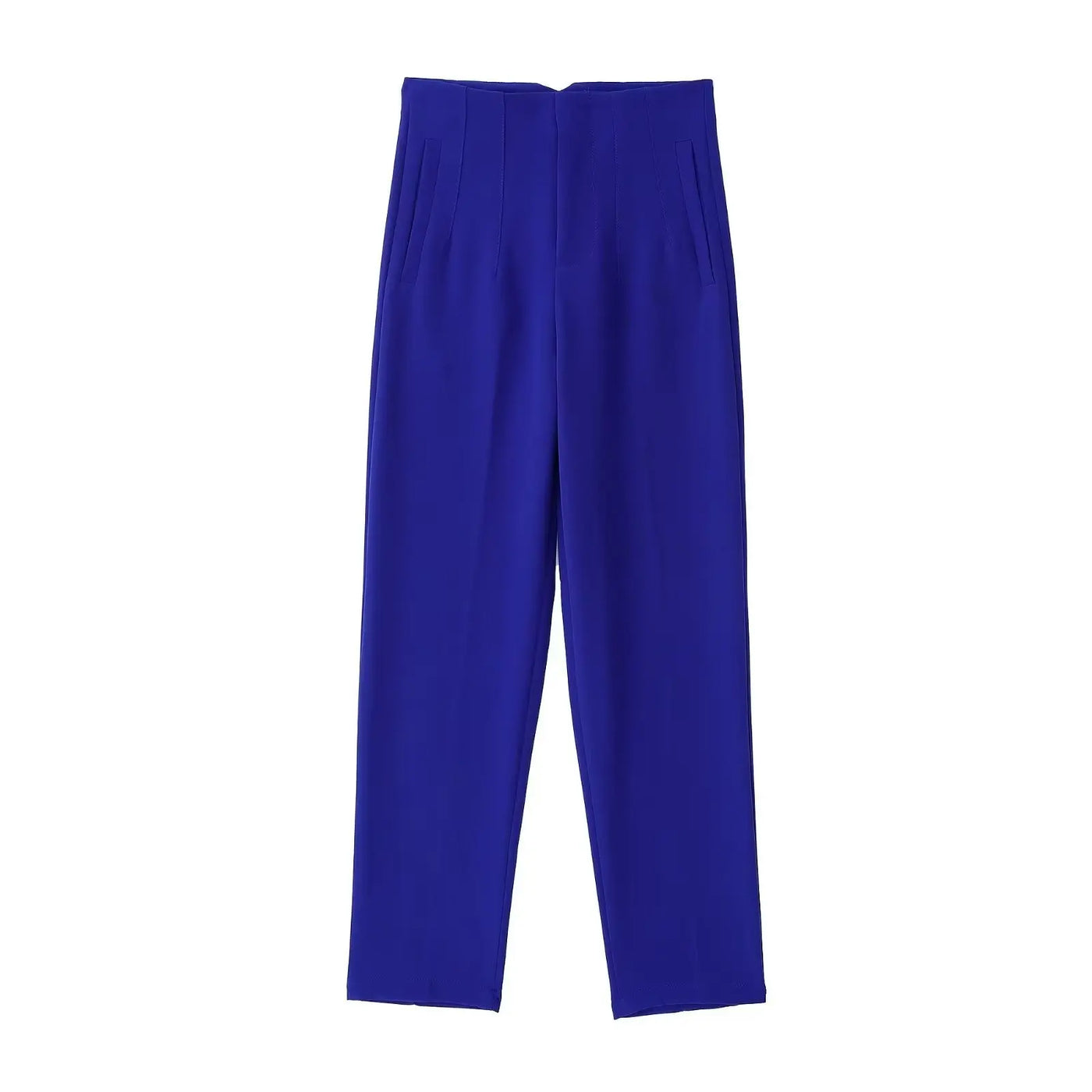 High-Waist Zipper Straight Trousers