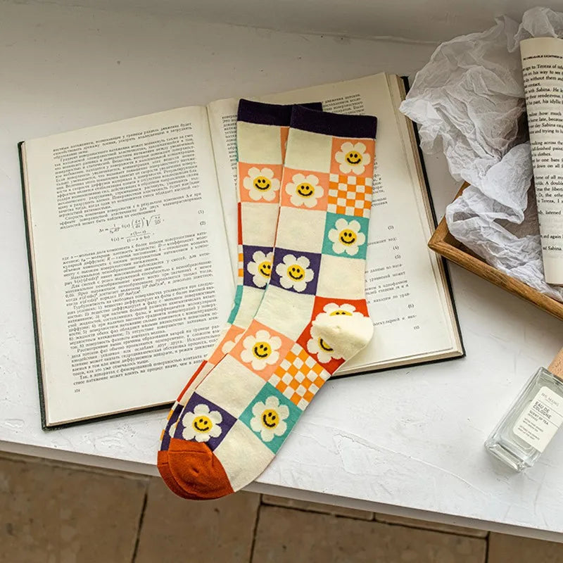 Floral Pattern Cotton-Blend Socks