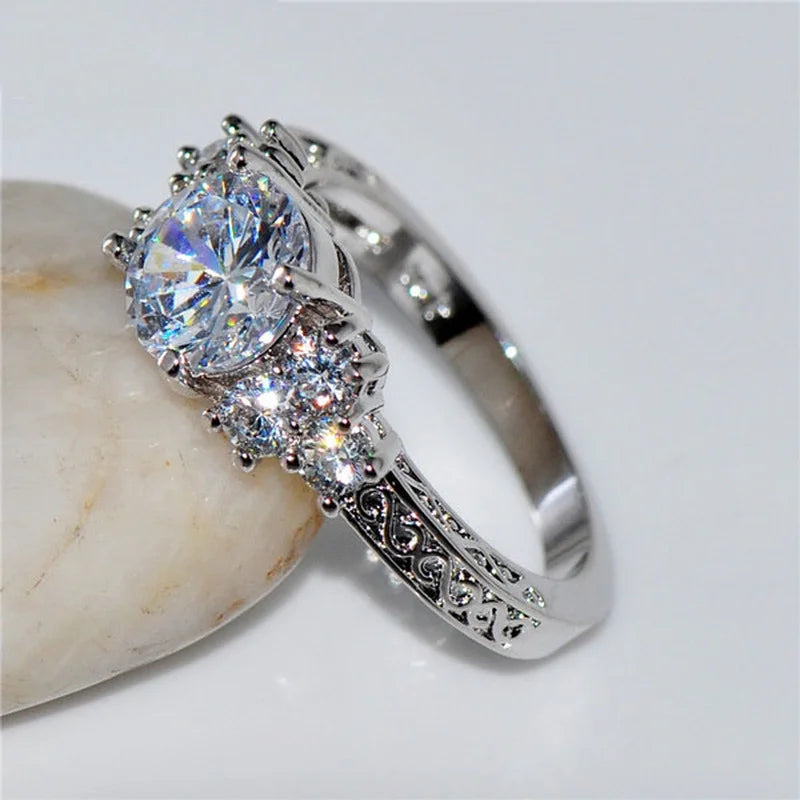 Geometric Zircon Engagement Ring