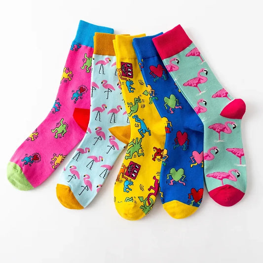 Flamingo Heart Cotton Socks