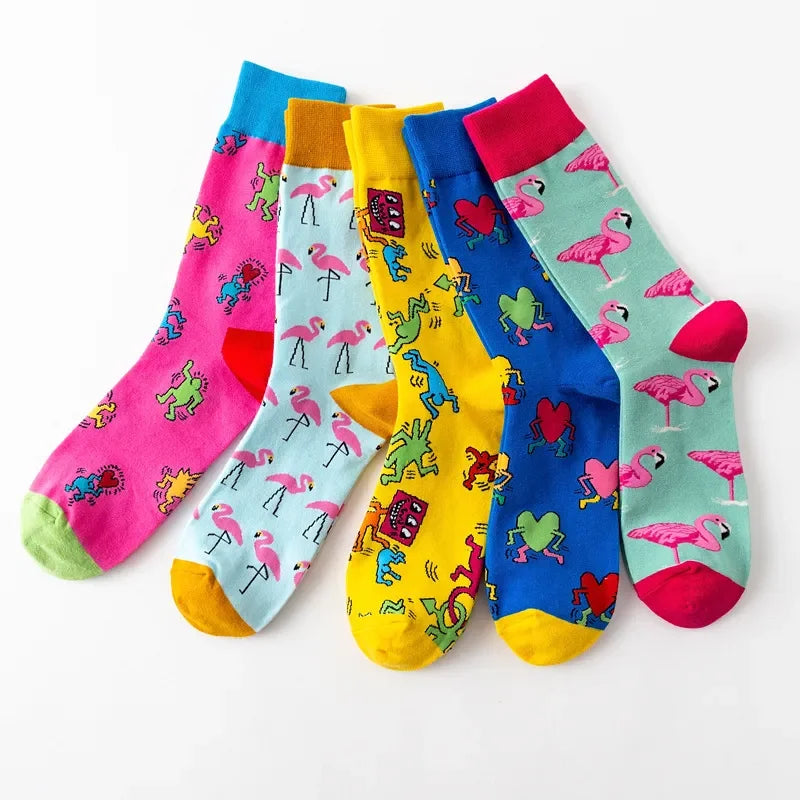 Flamingo Heart Cotton Socks