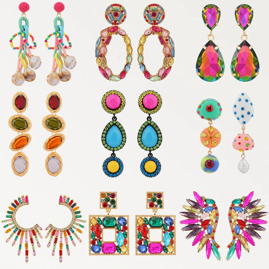 Crystal Beaded Statement Earrings
