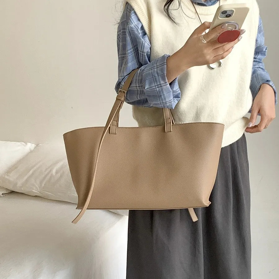 Soft Leather Shopper Tote