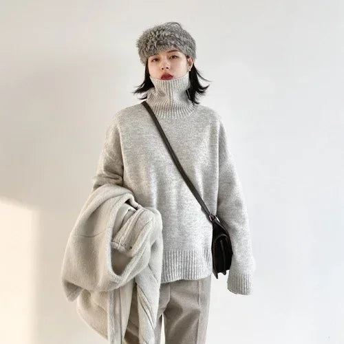 Loose Half-Neck Knit Sweater