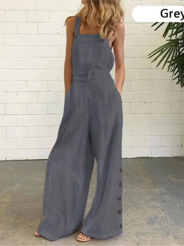 Pocketed Sleeveless Wide-Leg Jumpsuit