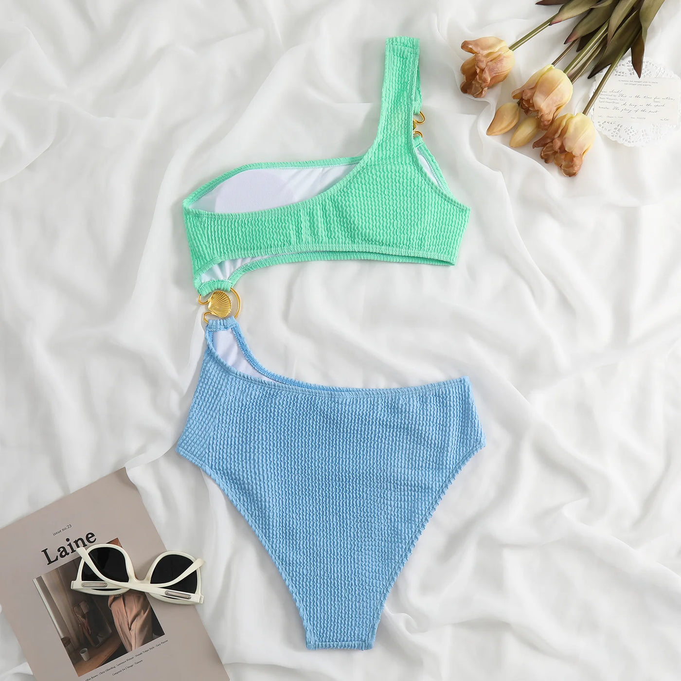 Polka-Dot Ruched One-Piece Swimsuit