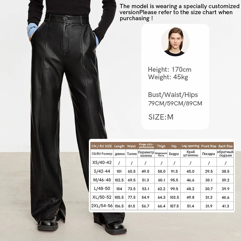 PU Leather Straight-Leg Trousers