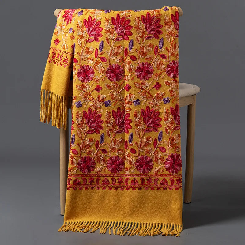 Embroidered Cashmere Blend Shawl