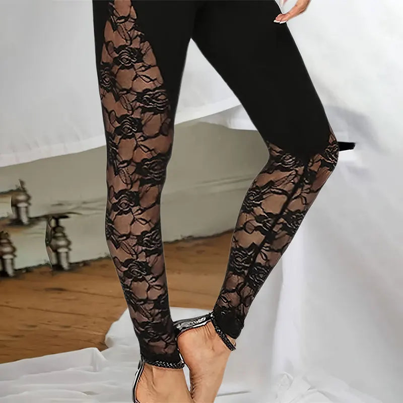Sheer Lace Wide-Leg Pants