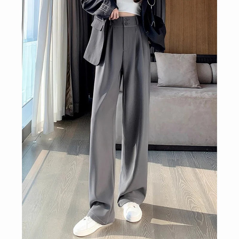 High-Waist Straight Office Trousers
