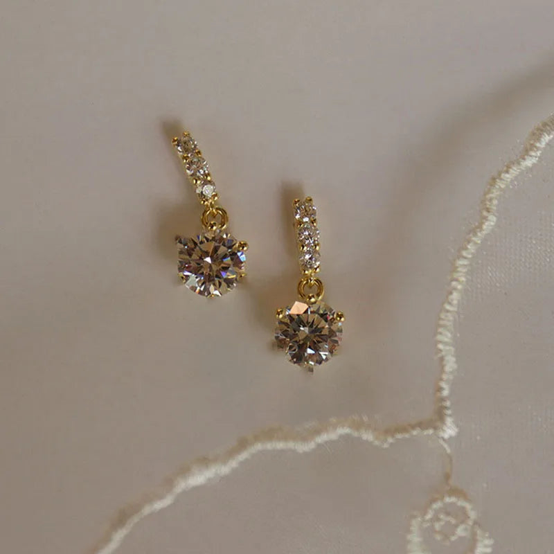 Shiny Zircon Square Studs