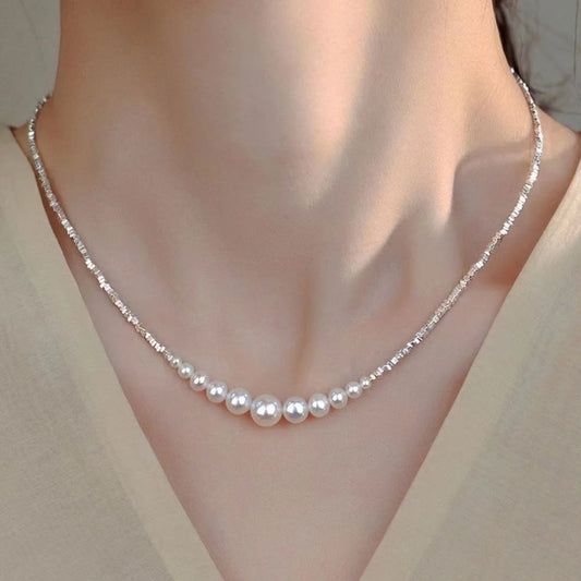 Layered Pearl Choker Necklace