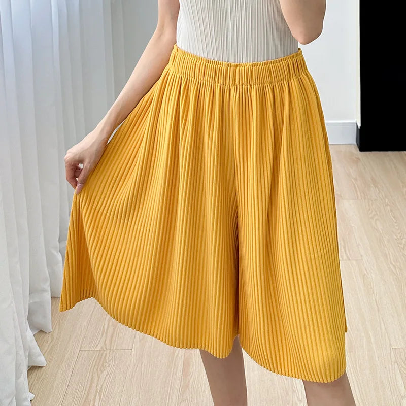 Pleated Wide-Leg Summer Shorts