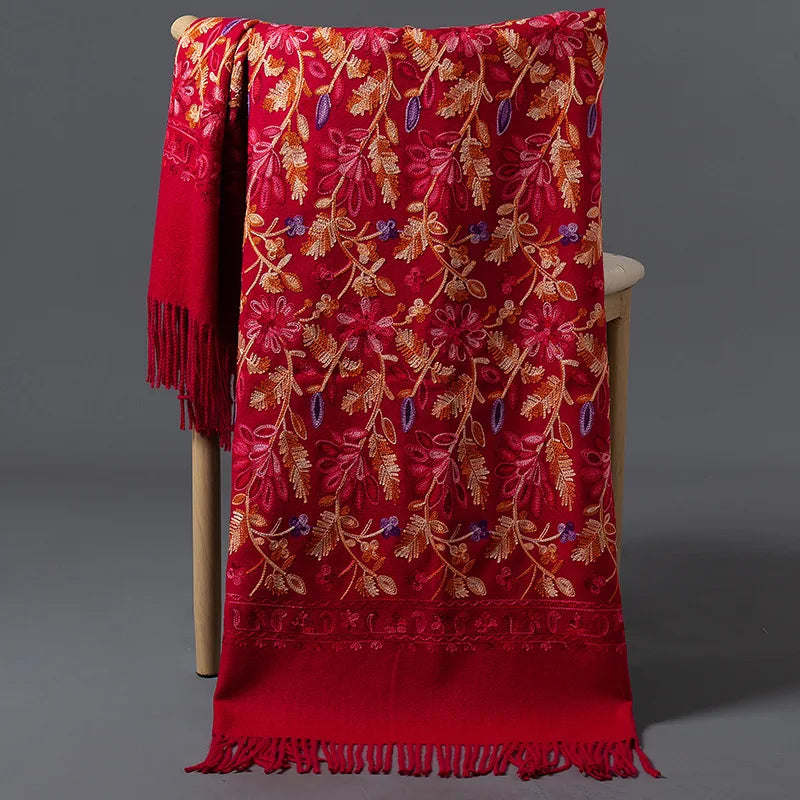 Embroidered Cashmere Blend Shawl