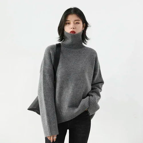 Loose Half-Neck Knit Sweater