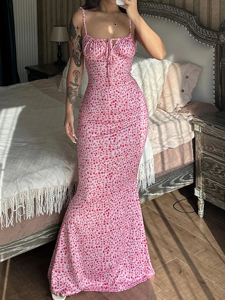 Strapless Floral Bodycon Maxi