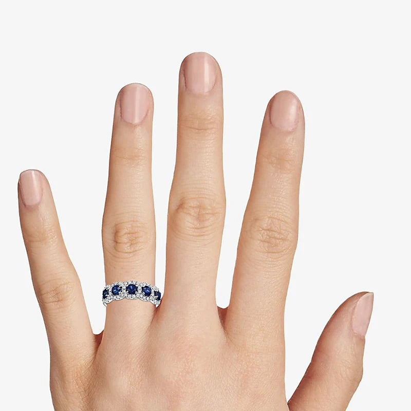 Blue White Zircon Bridal Ring