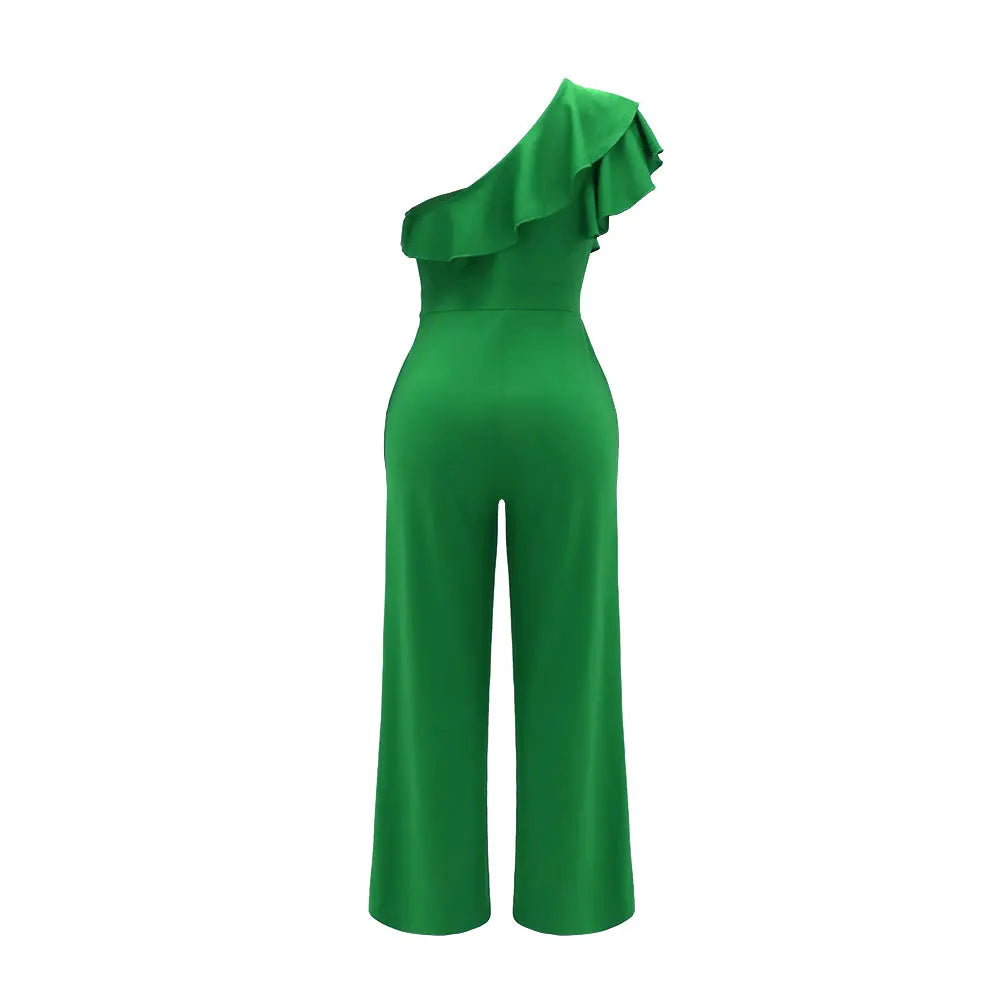 Ruffled One-Shoulder Solid Jumpsuit