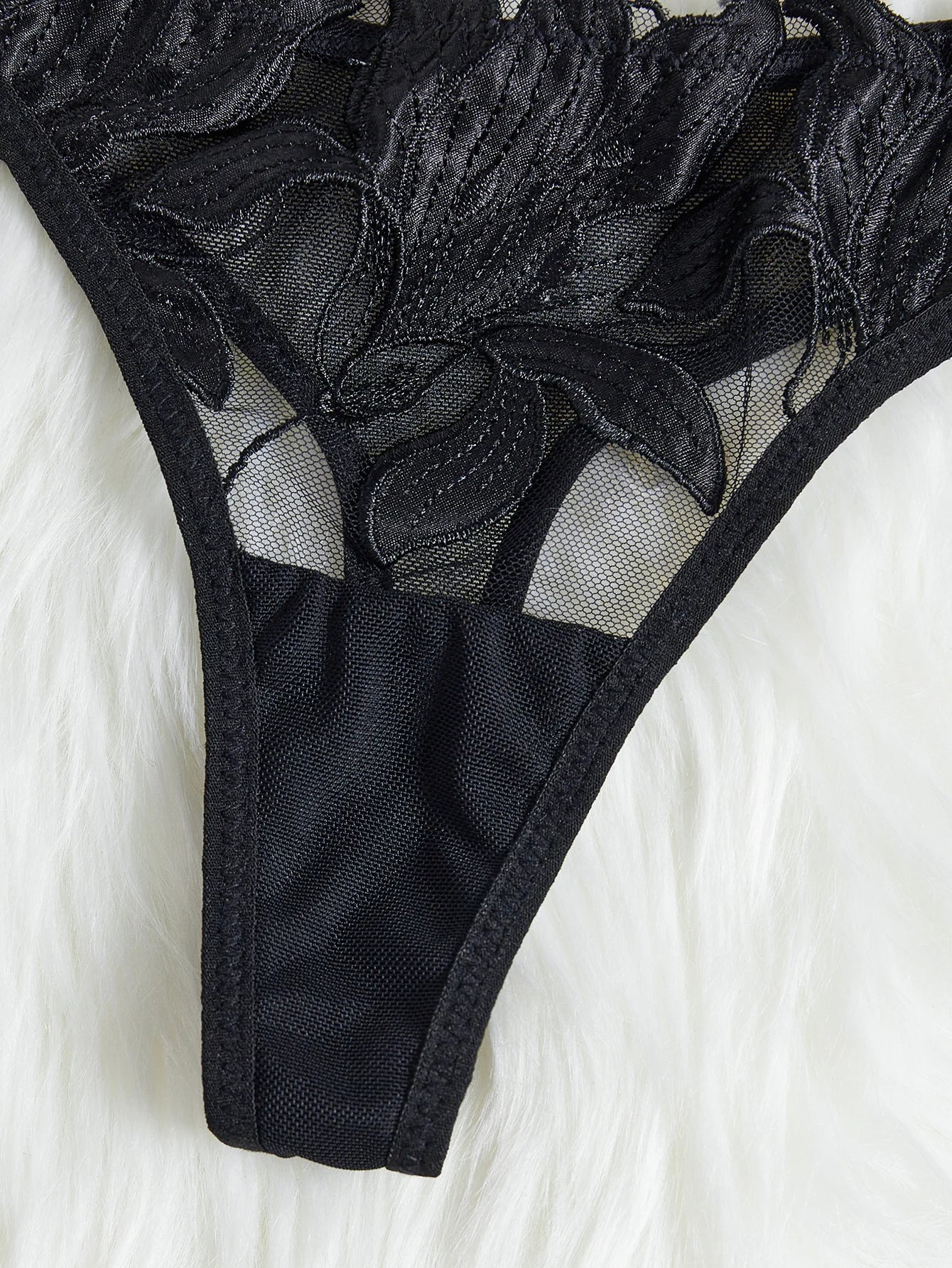 Floral Embroidered Bra Brief Set