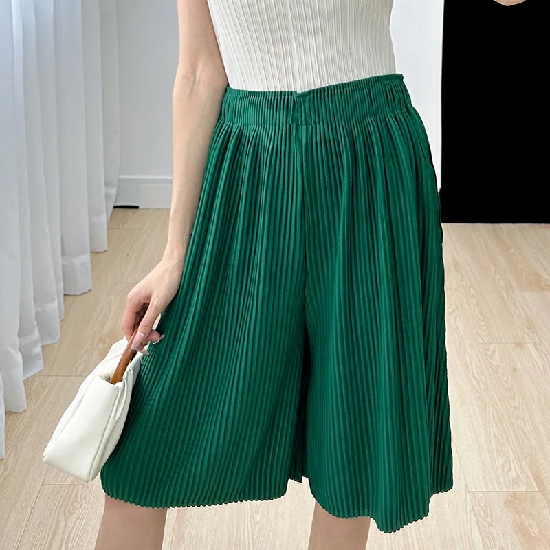 Pleated Wide-Leg Summer Shorts