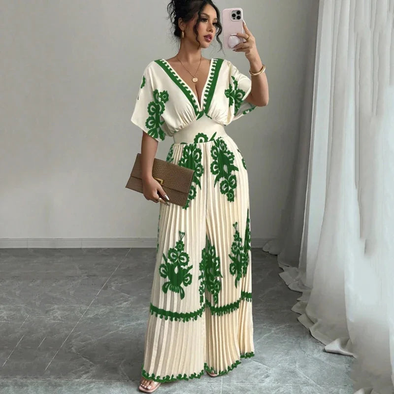 Backless V-Neck Wide-Leg Jumpsuit