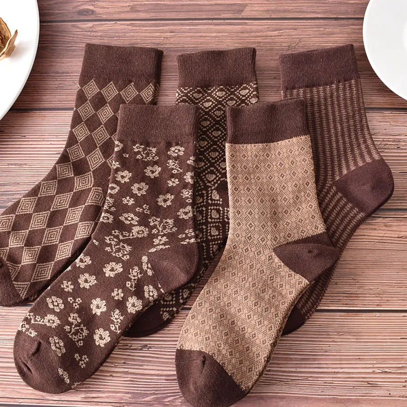 Embroidered Floral Crew Socks