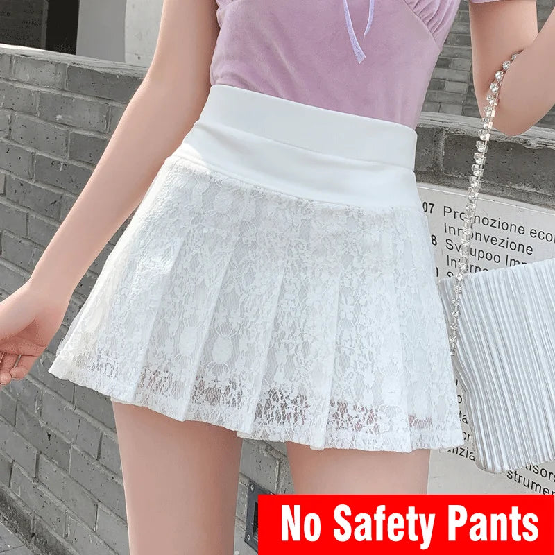 Lace Pleated Mini Skirt