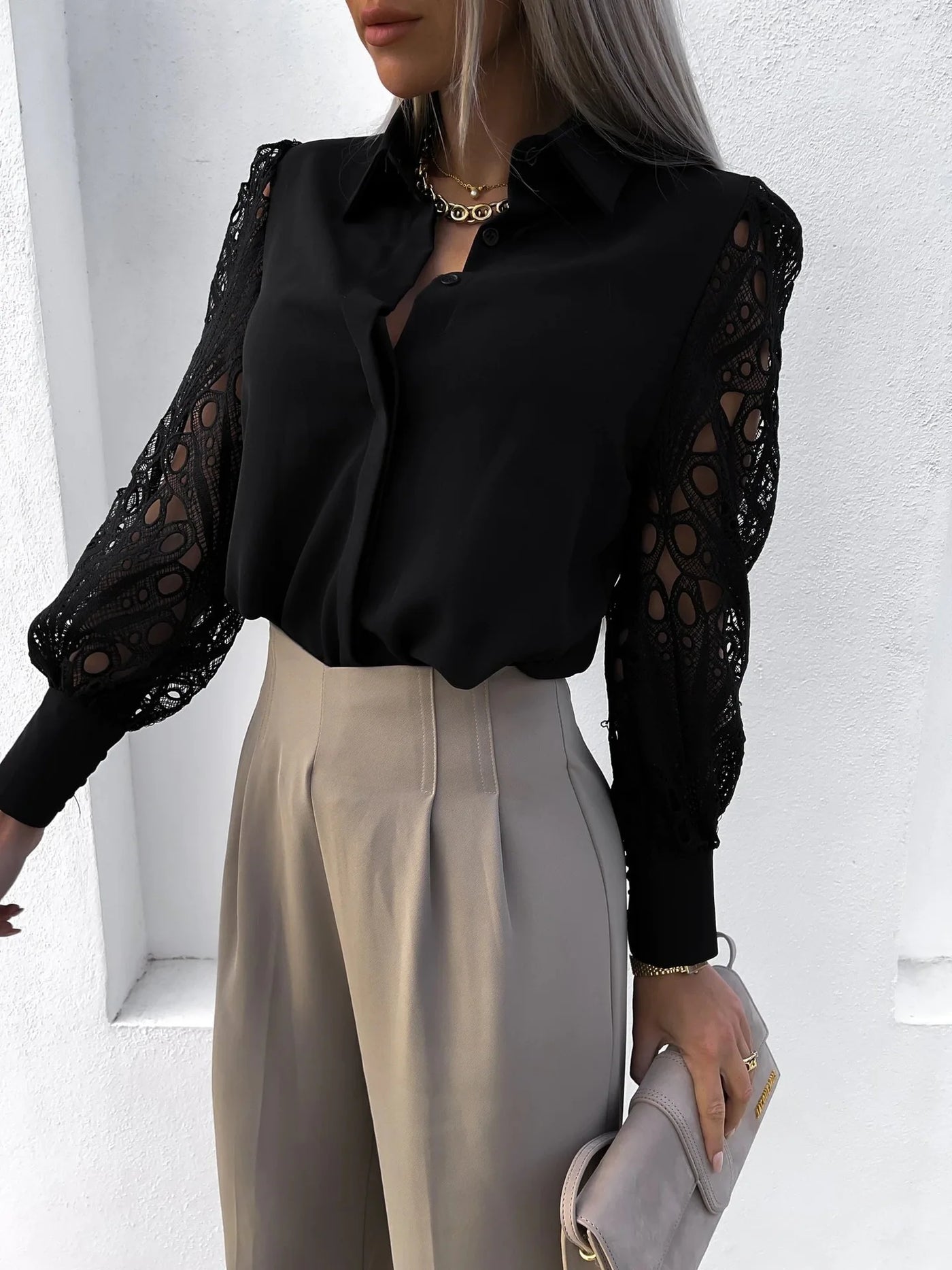 Chiffon V-Neck Office Blouse