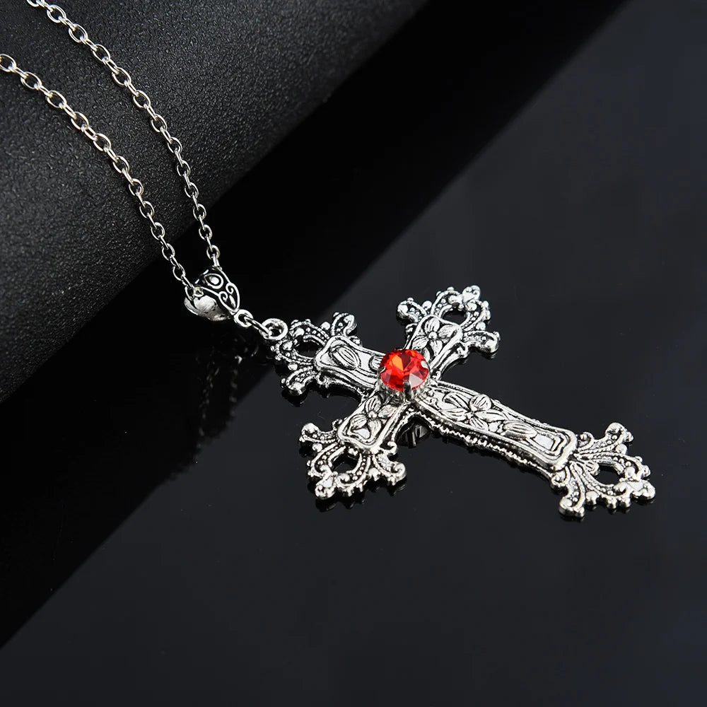 Crystal Cross Gothic Necklace