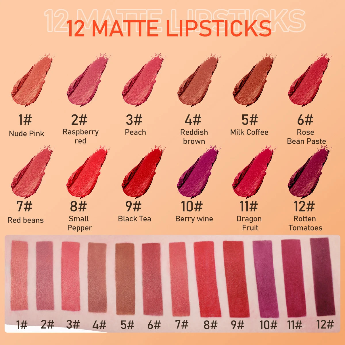 Twelve-Shade Velvet Matte Lipstick