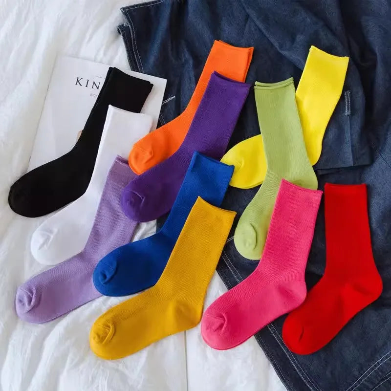 Solid Neon Crew Socks