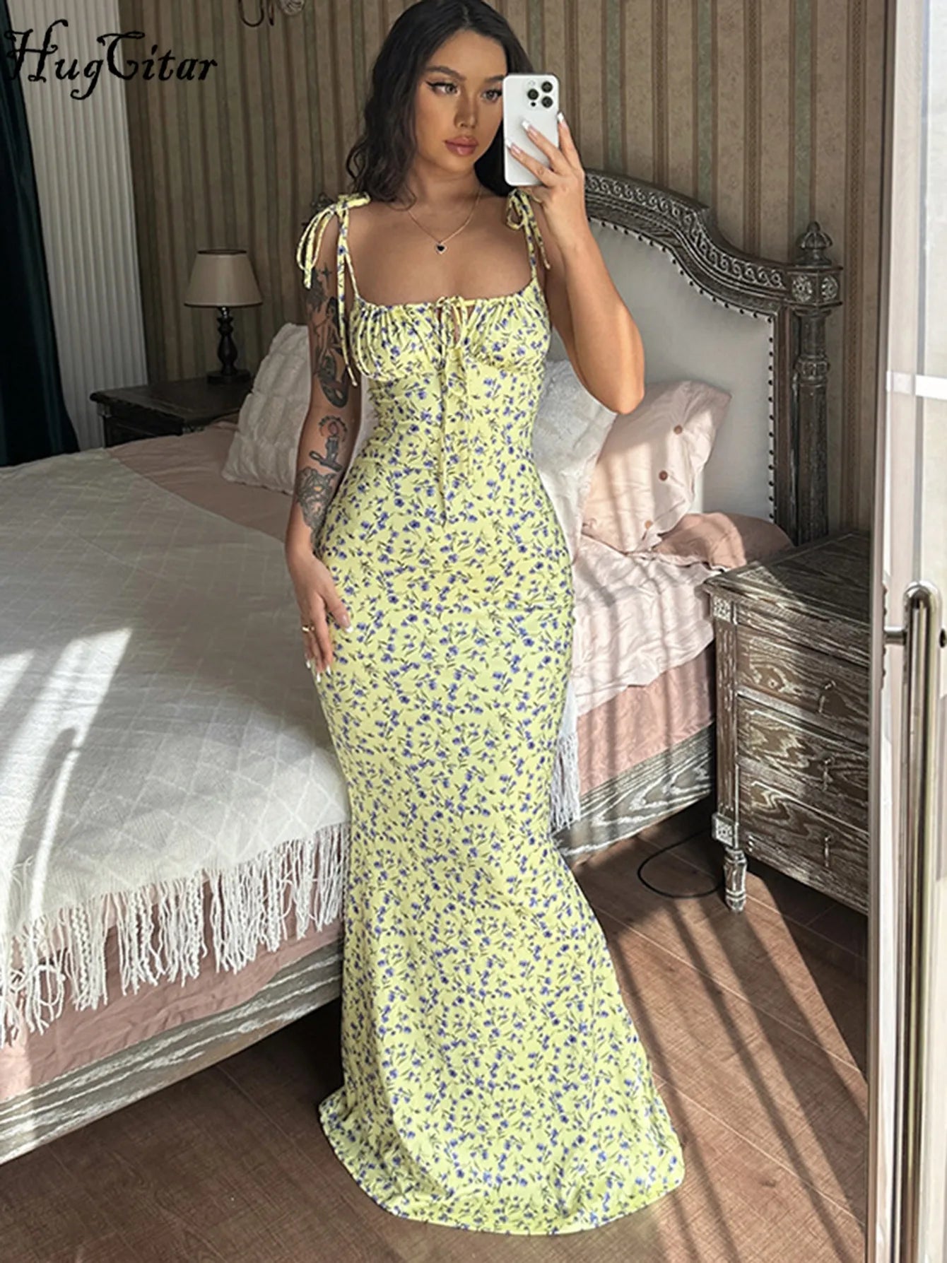 Strapless Floral Bodycon Maxi