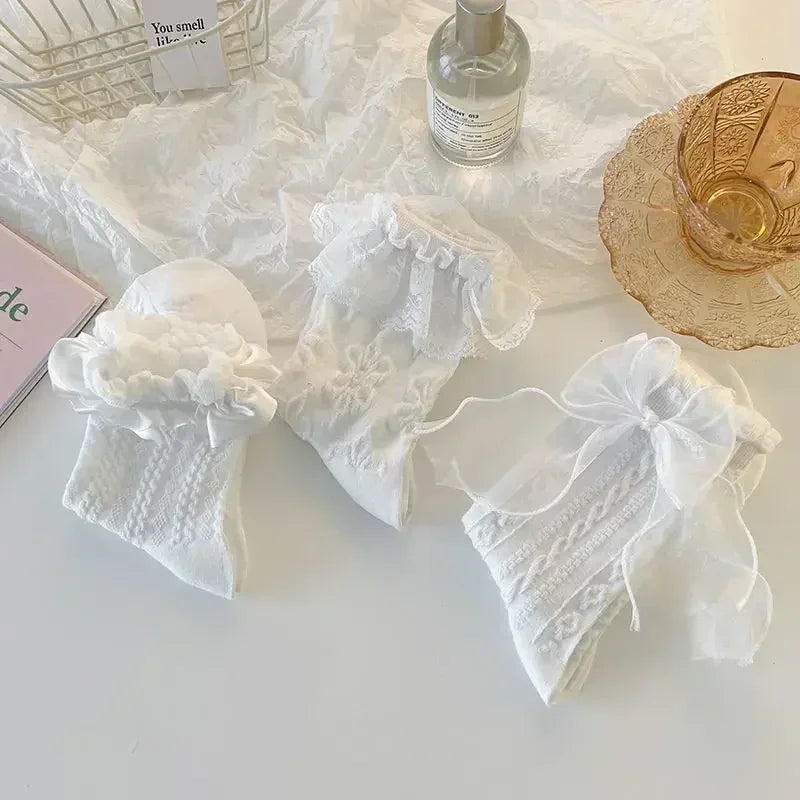 Lace Bow Ruffle Socks