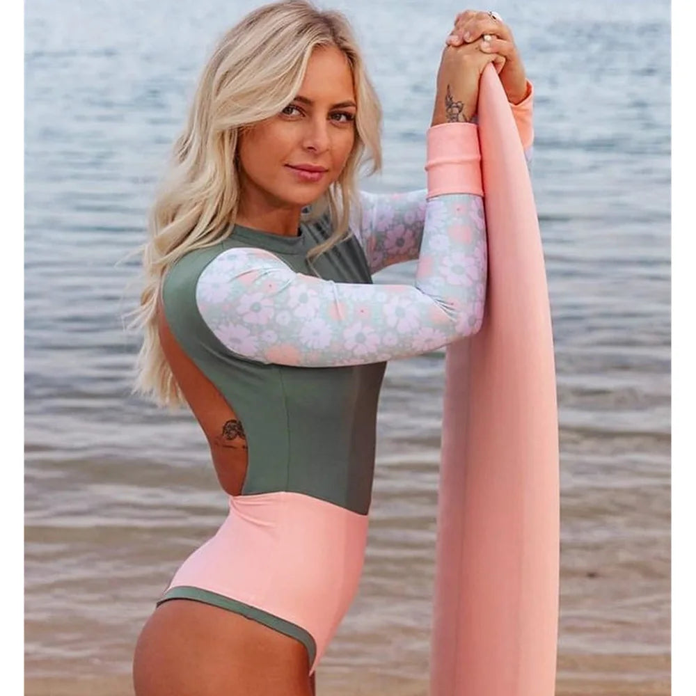 Long-Sleeve Surfing One-Piece Swimsuit