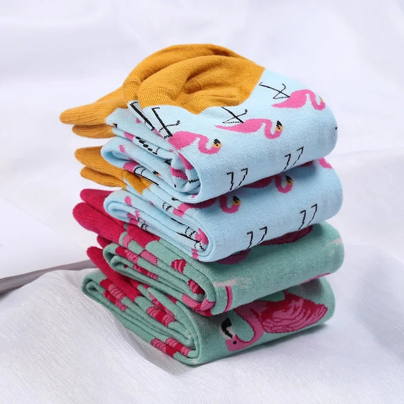 Flamingo Heart Cotton Socks