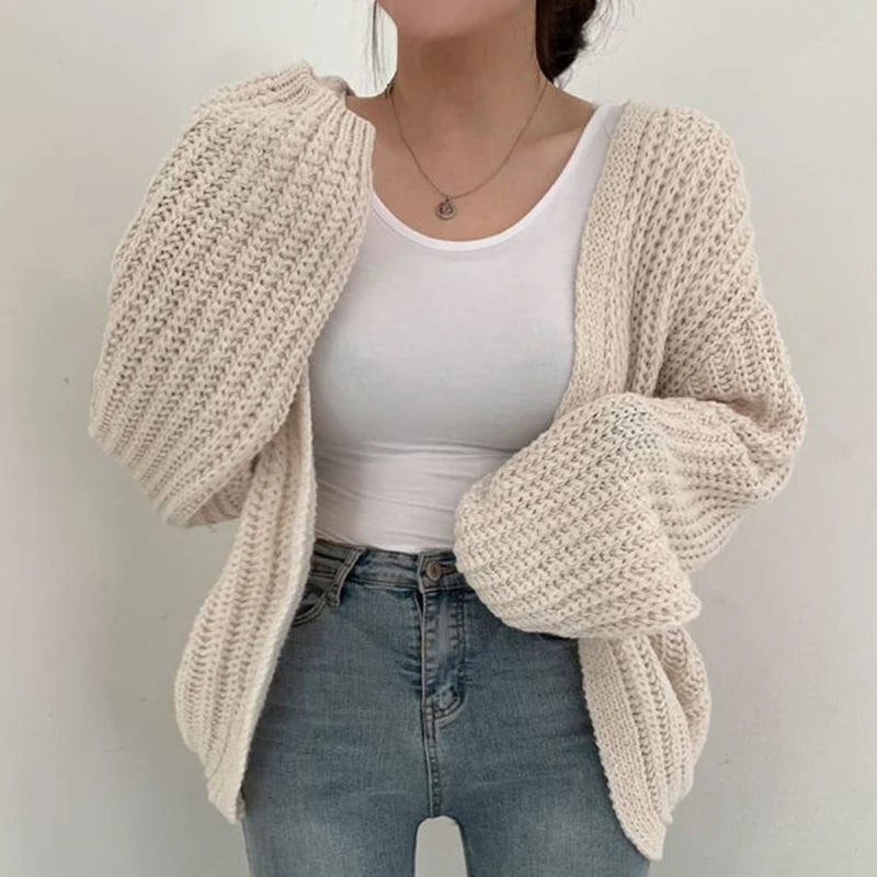 Harajuku Lantern-Sleeve Cardigan Sweater