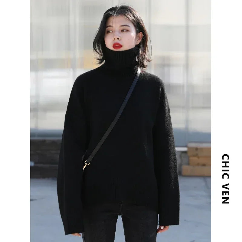 Loose Half-Neck Knit Sweater