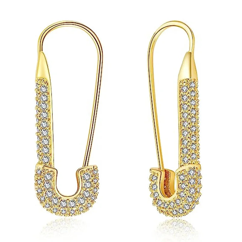 Paperclip Zircon Hoop Earrings