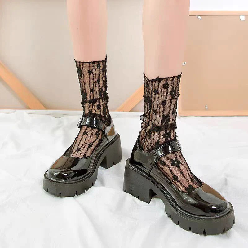 Sheer Floral Lace Socks