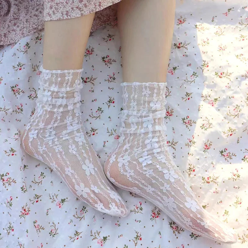 Sheer Floral Lace Socks