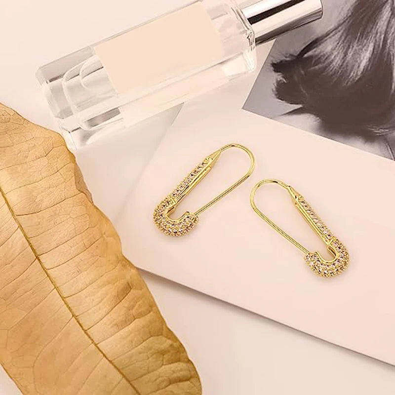 Paperclip Zircon Hoop Earrings