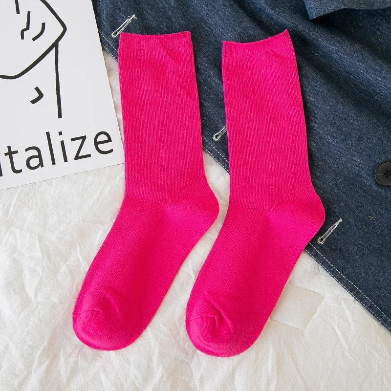 Solid Neon Crew Socks